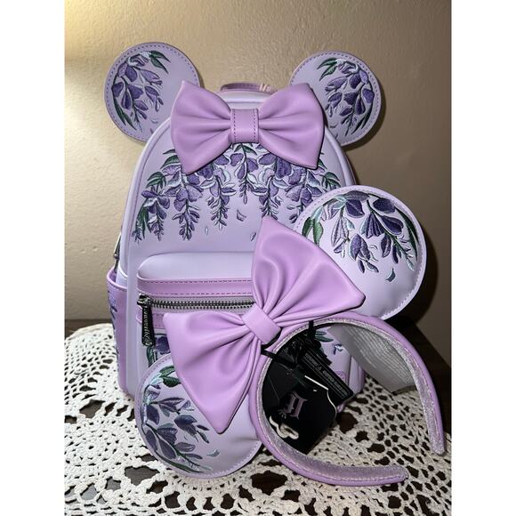 Loungefly Handbags - Loungefly Minnie Mouse Wisteria Ears Floral Scented Mini Backpack Ears